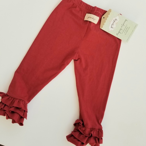 PERSNICKETY Boutique Ruffle Leggings 12-18 Mos Red - Picture 3 of 4